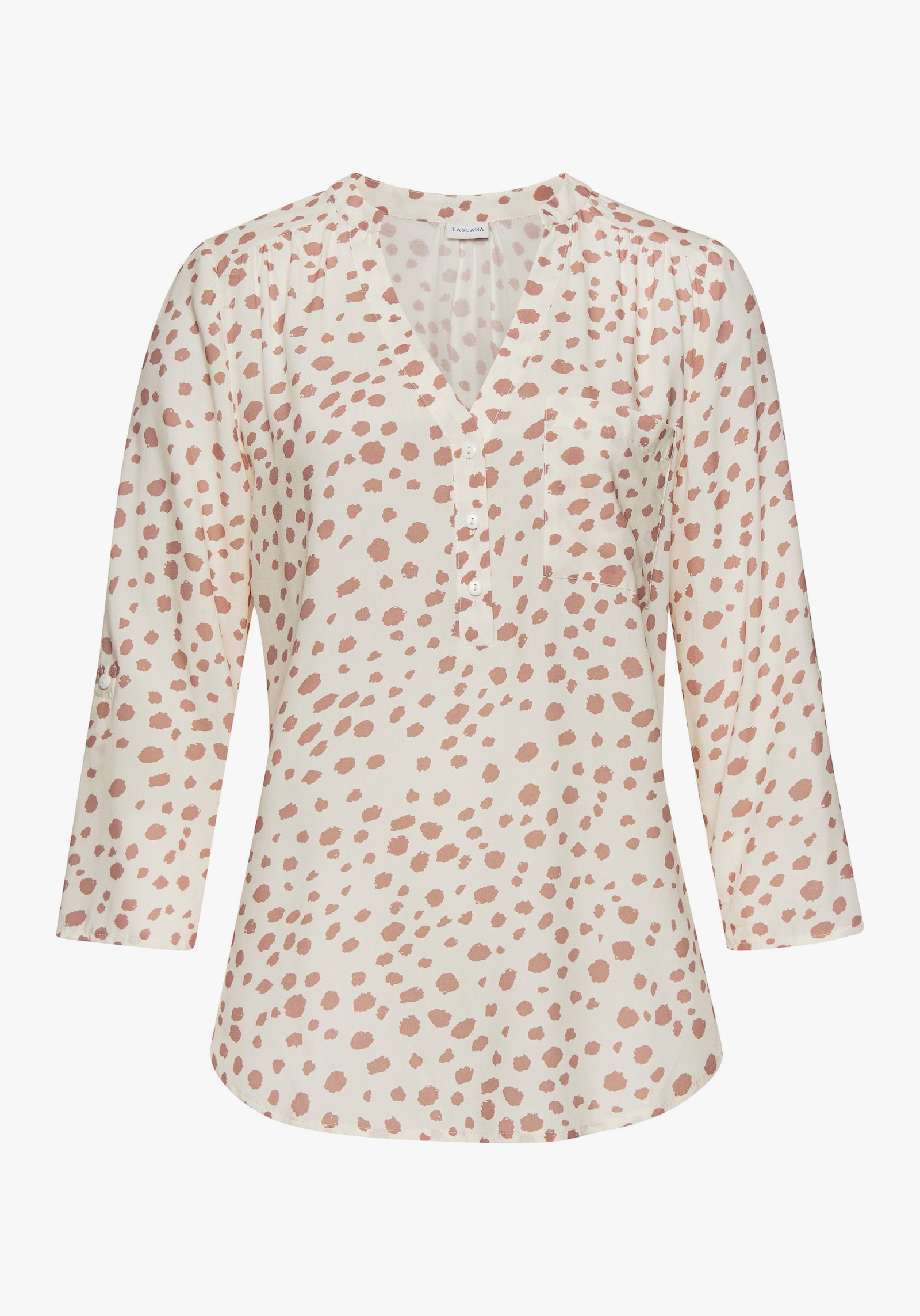 LASCANA Schlupfbluse - creme-taupe bedruckt