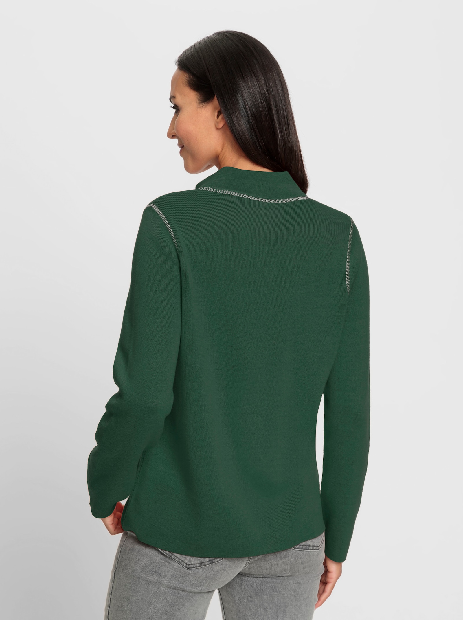 heine Strickjacke mit 2-Wege-Reissverschluss - moos