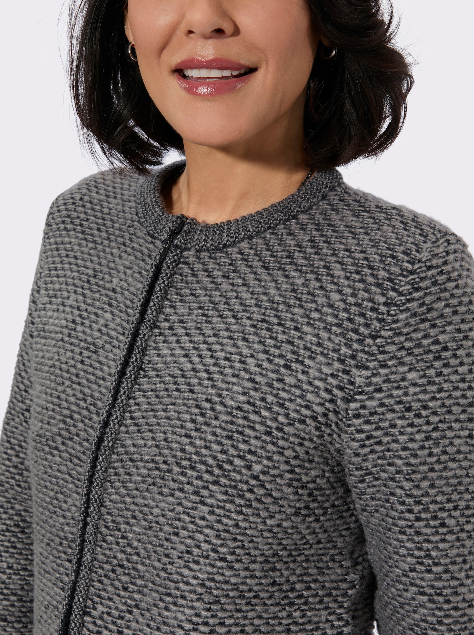 Strickjacke mit Farbverlauf - steingrau-anthrazit-gemustert