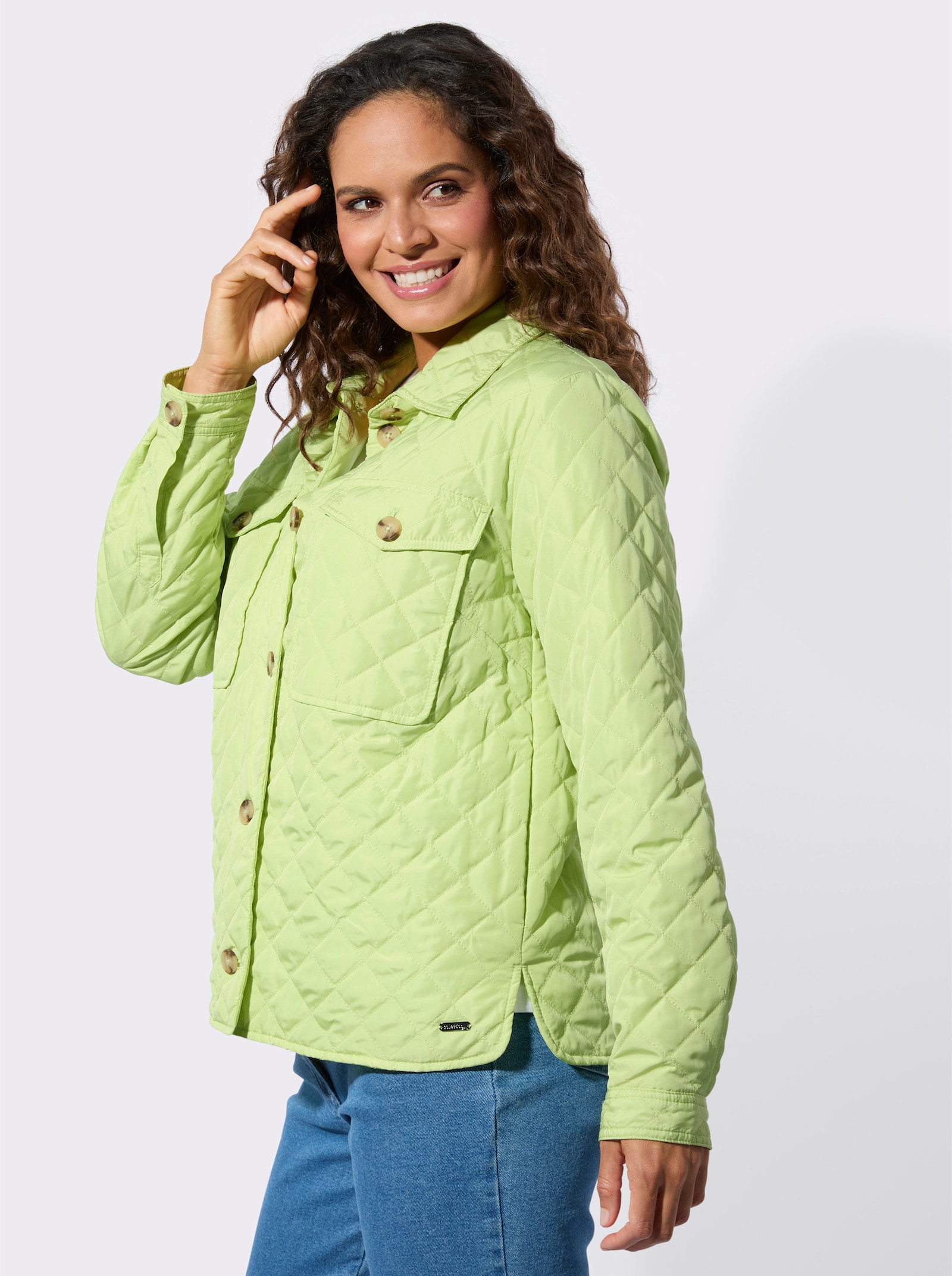 Blusenjacke mit aufgesetzten Brusttaschen - pistazie