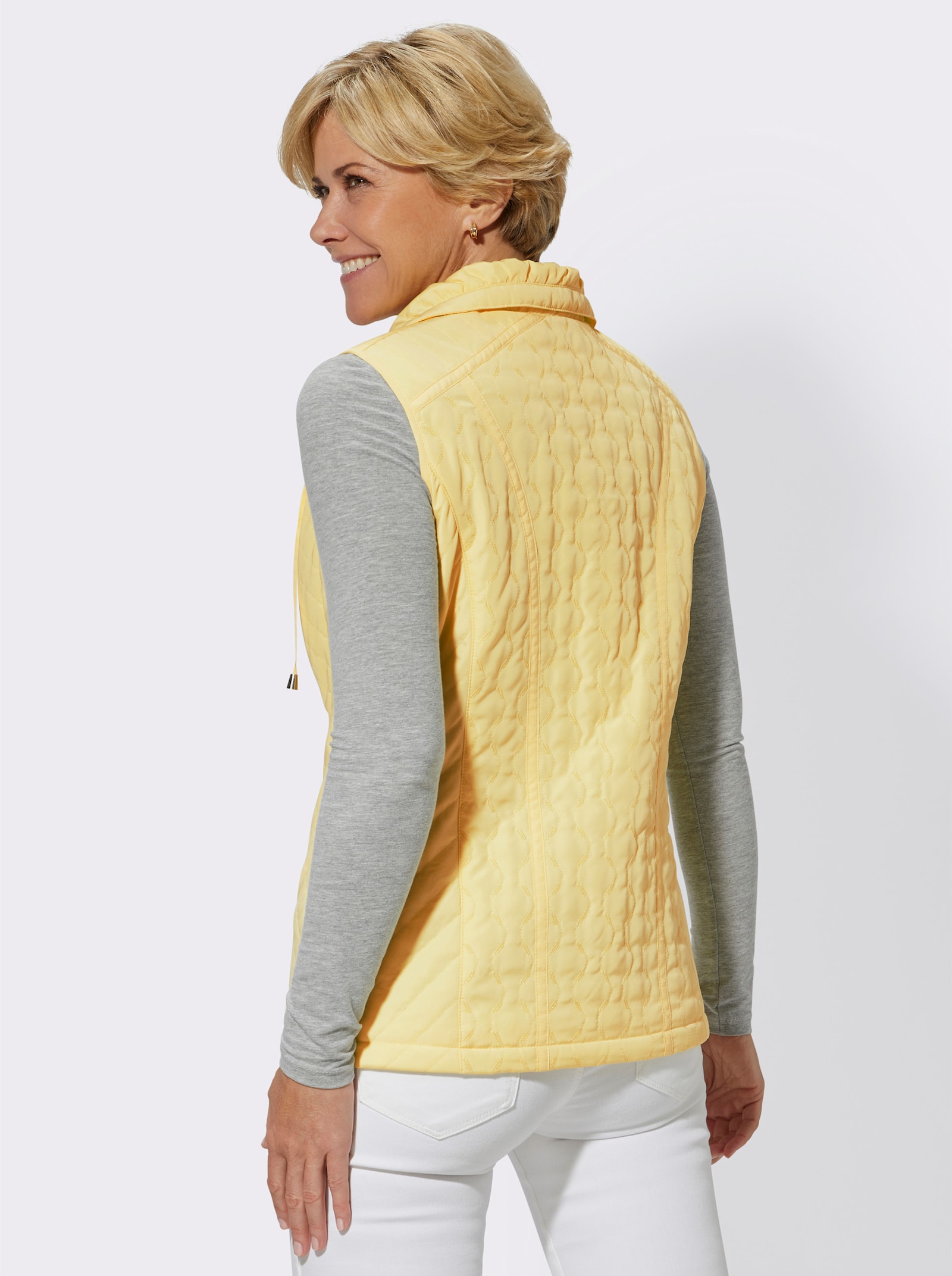 Steppweste mit Reißverschluss-Taschen - gelb