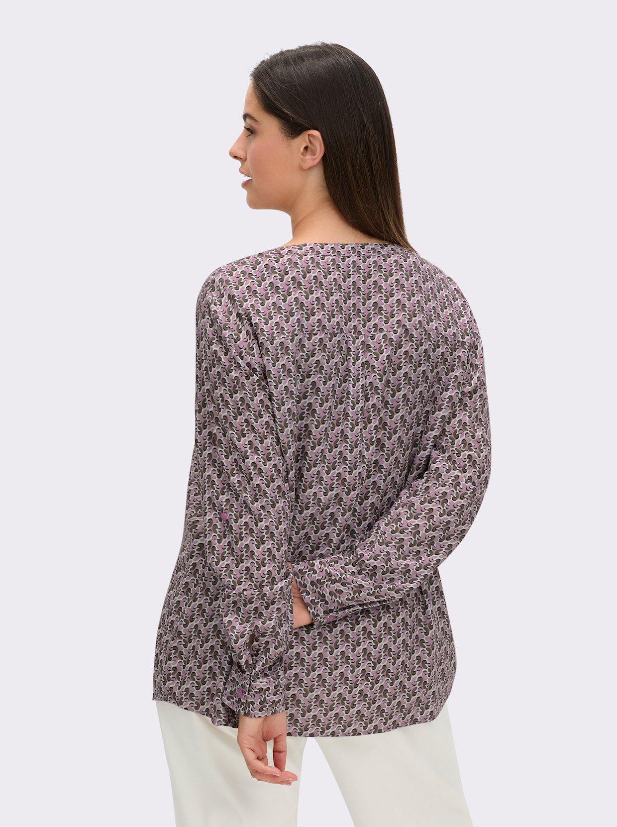 Druckbluse aus Viskose in ECOVERO-Qualität - mauve-dunkeltaupe-bedruckt