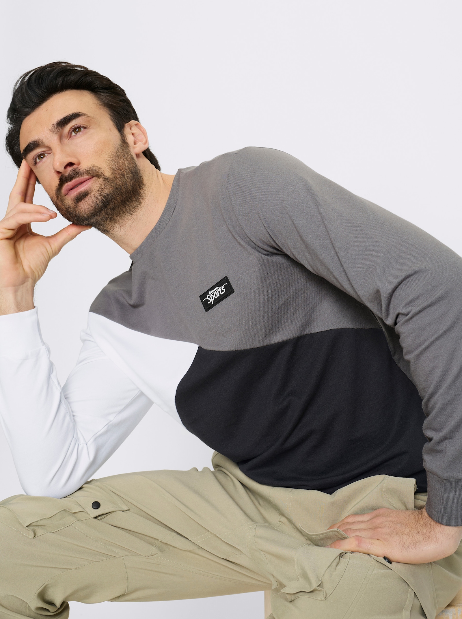 Catamaran Sports Sweatshirt mit Rippbündchen - grau-schwarz