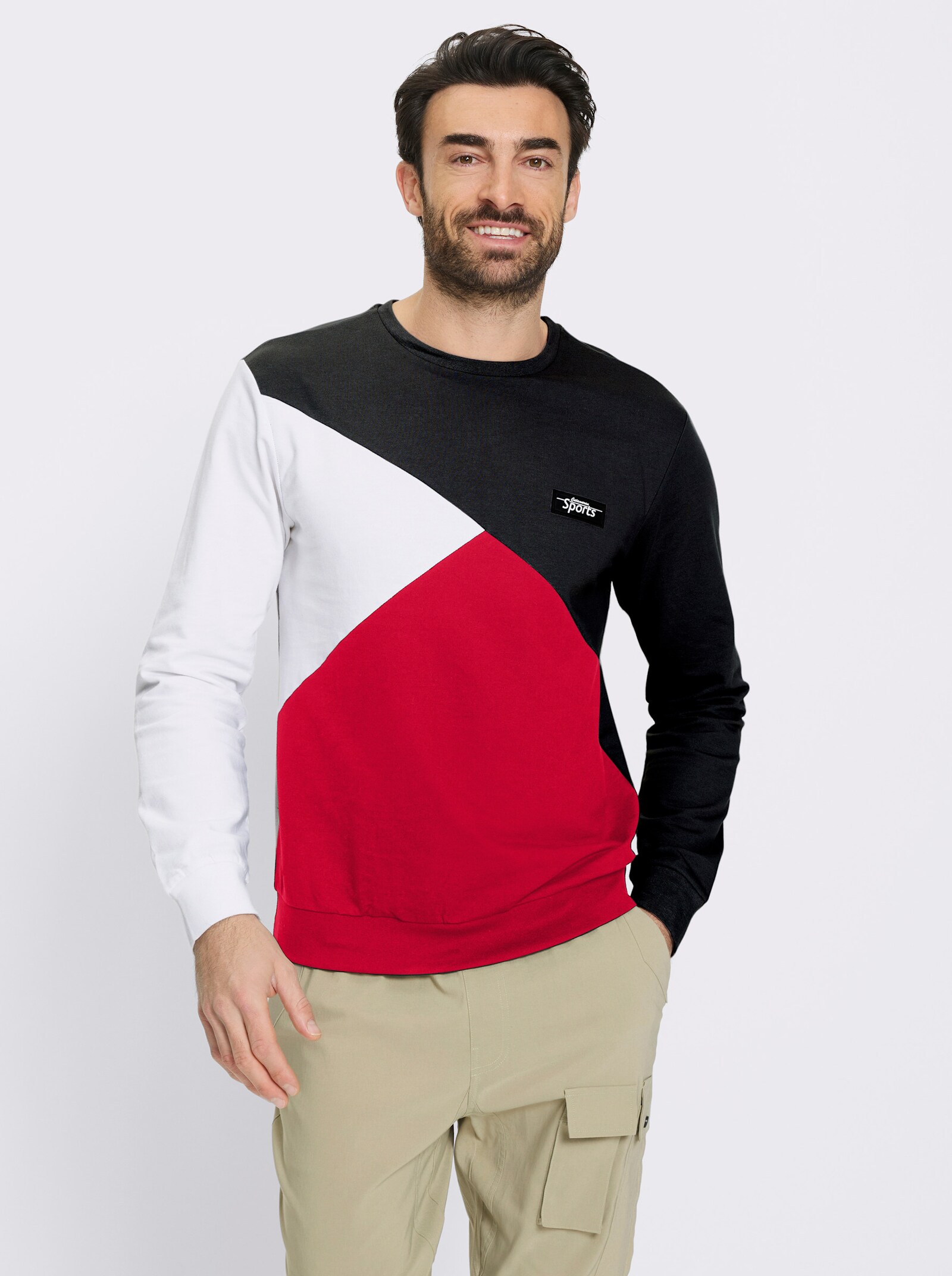 Catamaran Sports Sweatshirt mit Rippbündchen - schwarz-rot