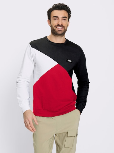 Catamaran Sports Sweatshirt mit Rippbündchen - schwarz-rot