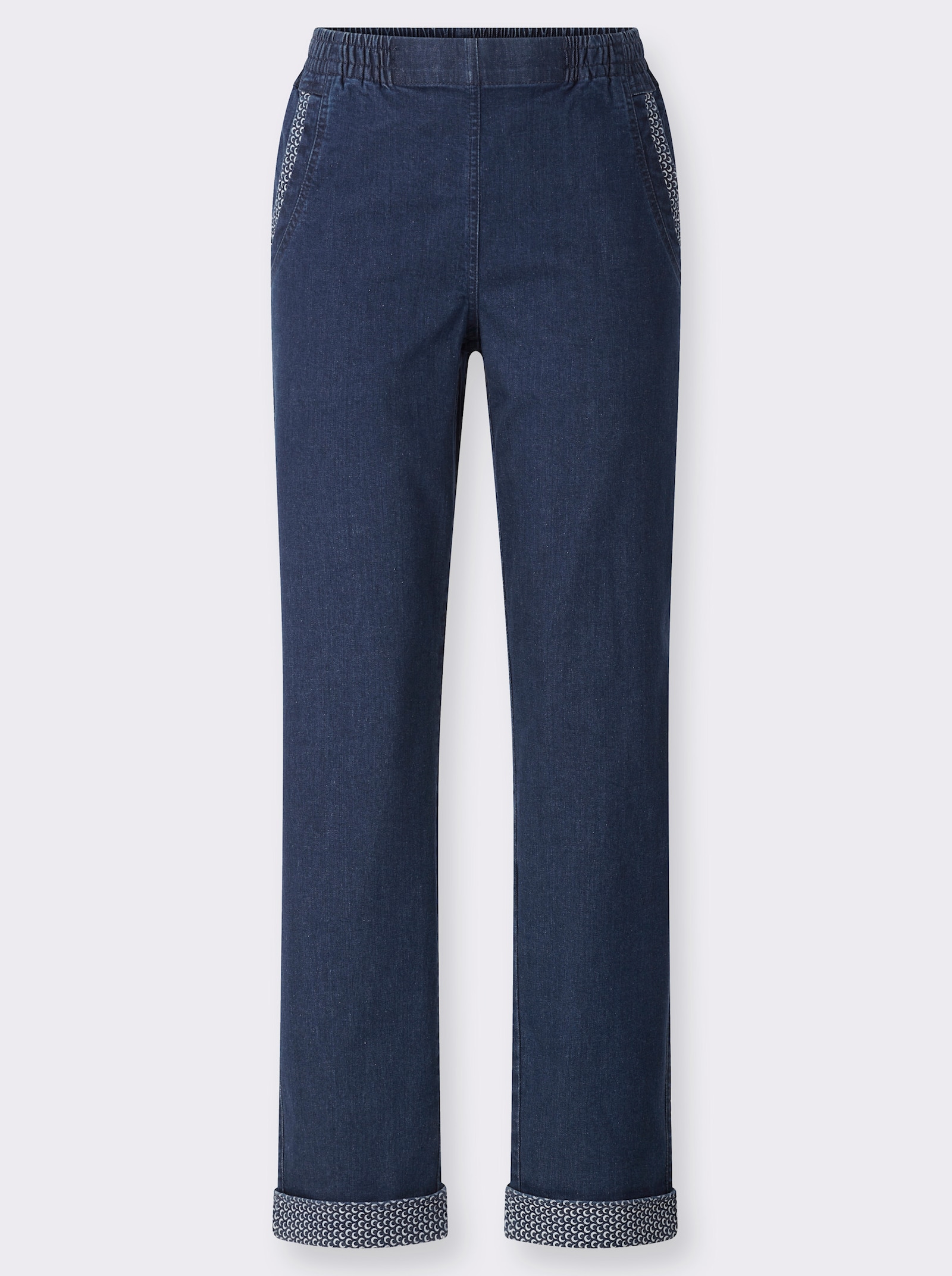 Schlupfjeans mit Bananen-Tasche - blue-stone-washed