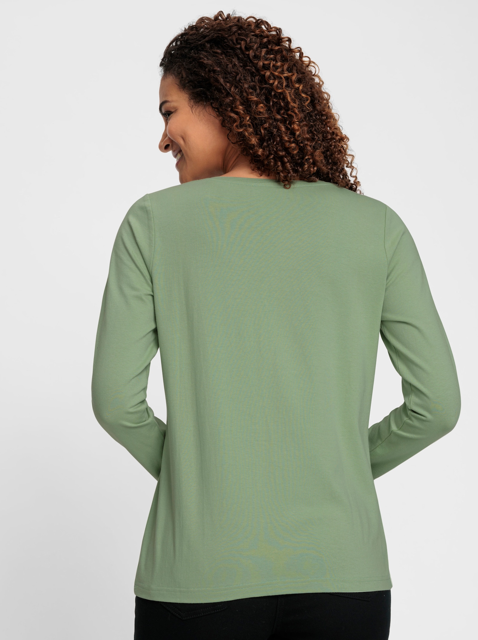 Rundhalsshirt mit zertifizierter Baumwolle - eucalyptus