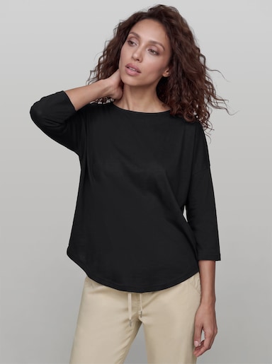 heine 3/4-Arm-Shirt mit Leinen - schwarz