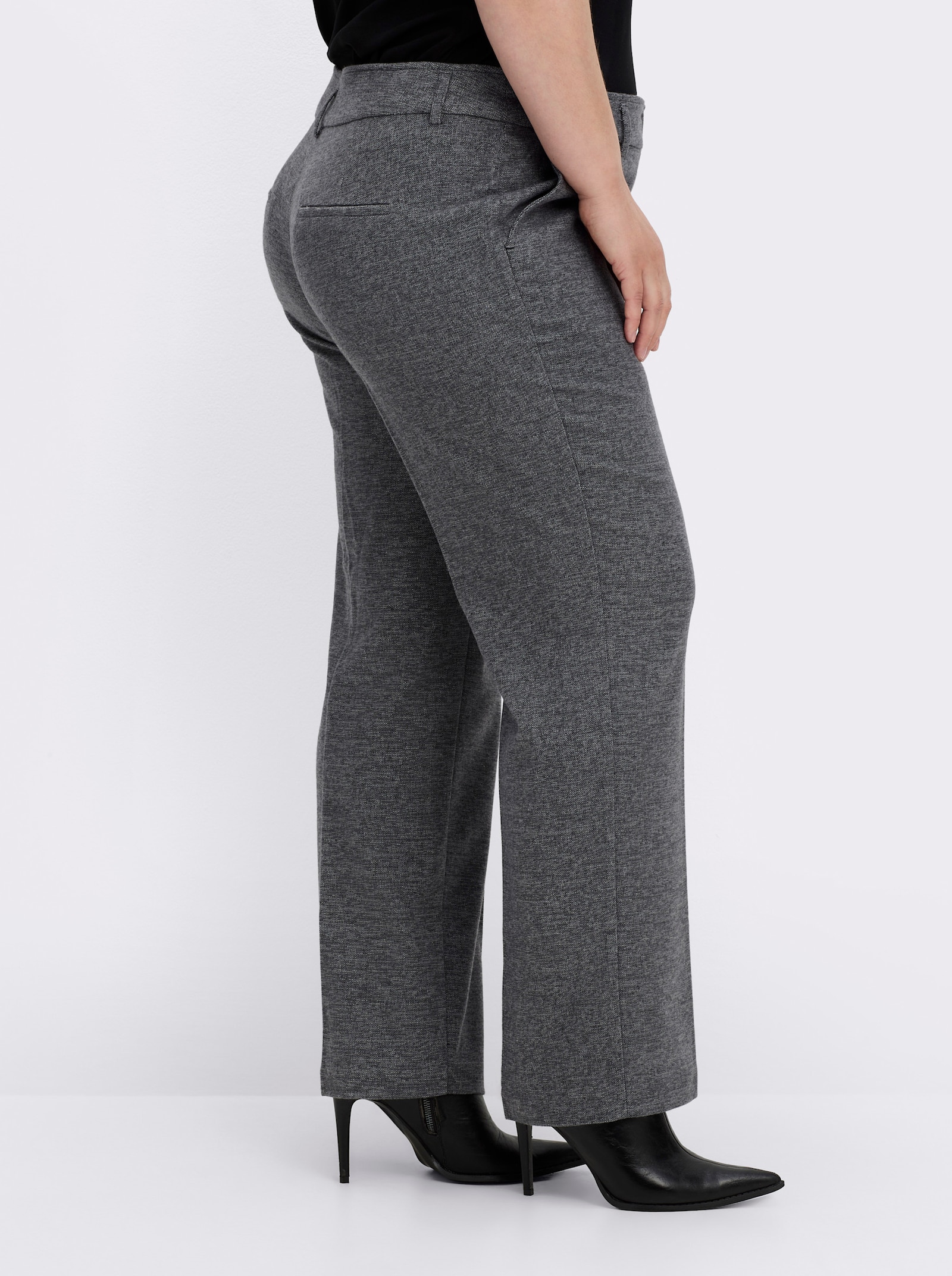 Bügelfaltenhose in Melange-Look - anthrazit-meliert