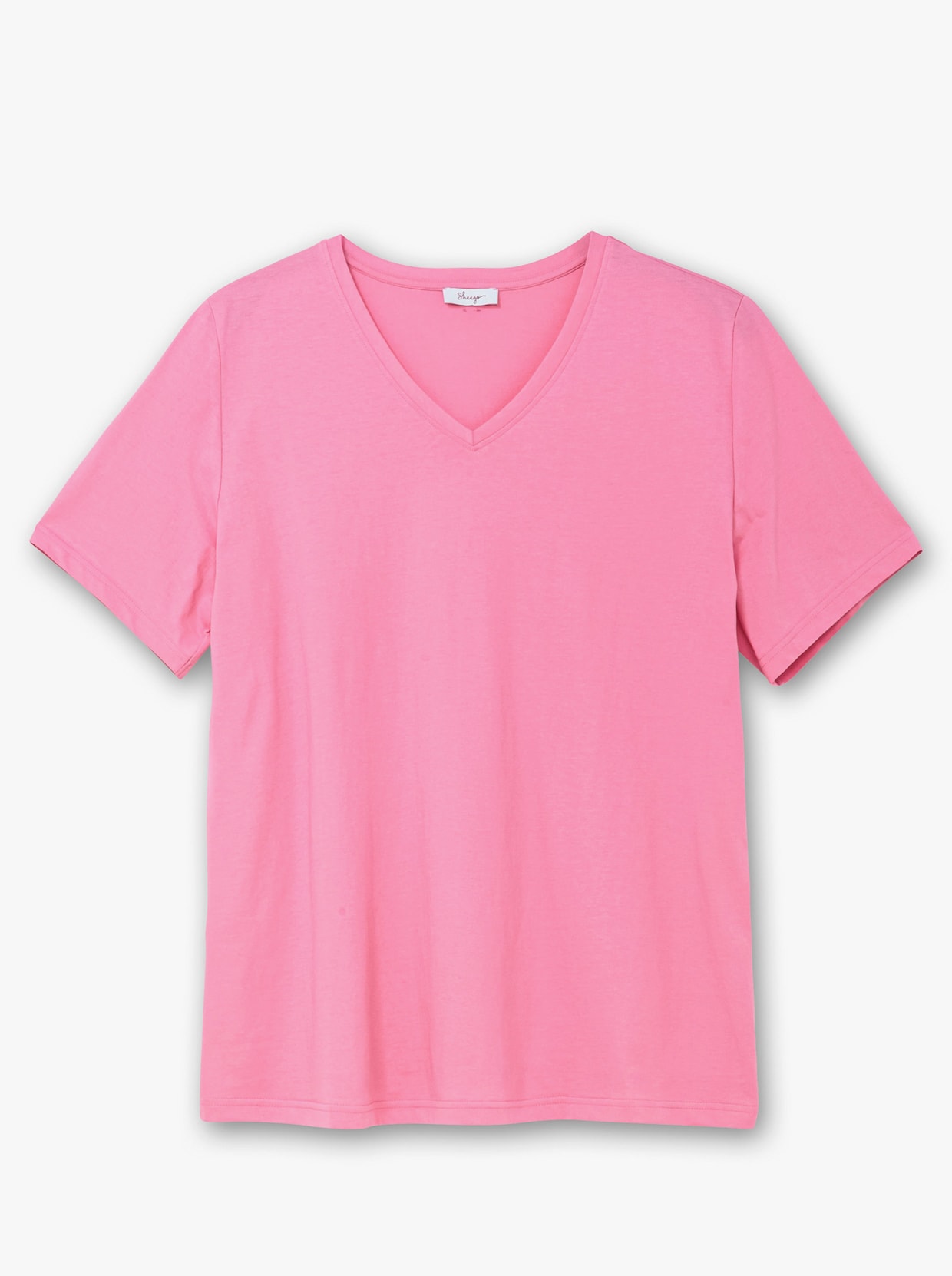 sheego V-Shirt aus leichtem Jersey - blumiges pink