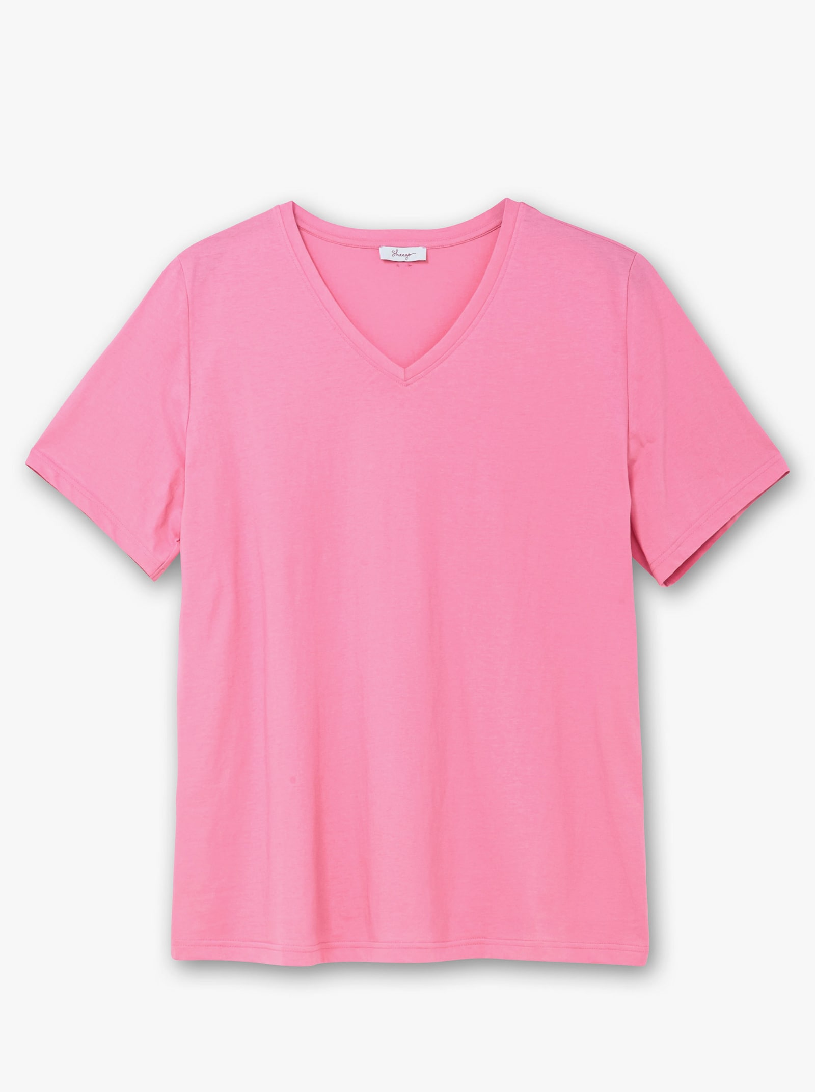 sheego V-Shirt aus leichtem Jersey - blumiges pink