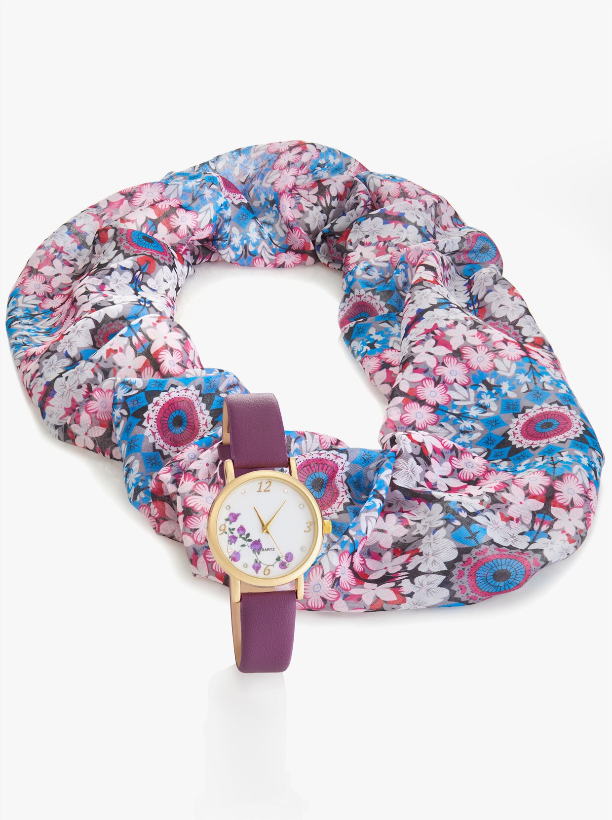 Loop Schal mit Armbanduhr - lila