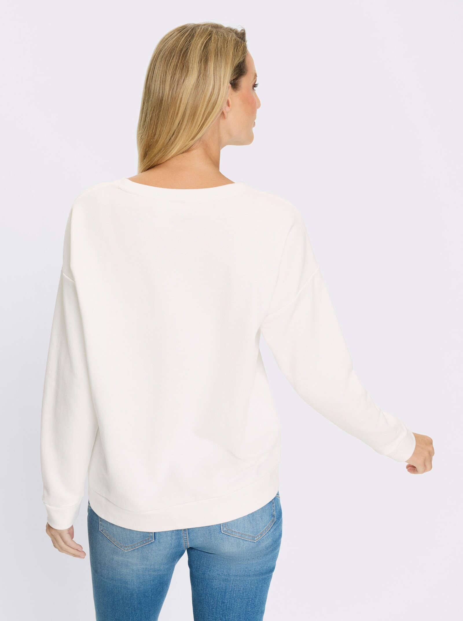 heine Sweatshirt mit Aufdruck - ecru