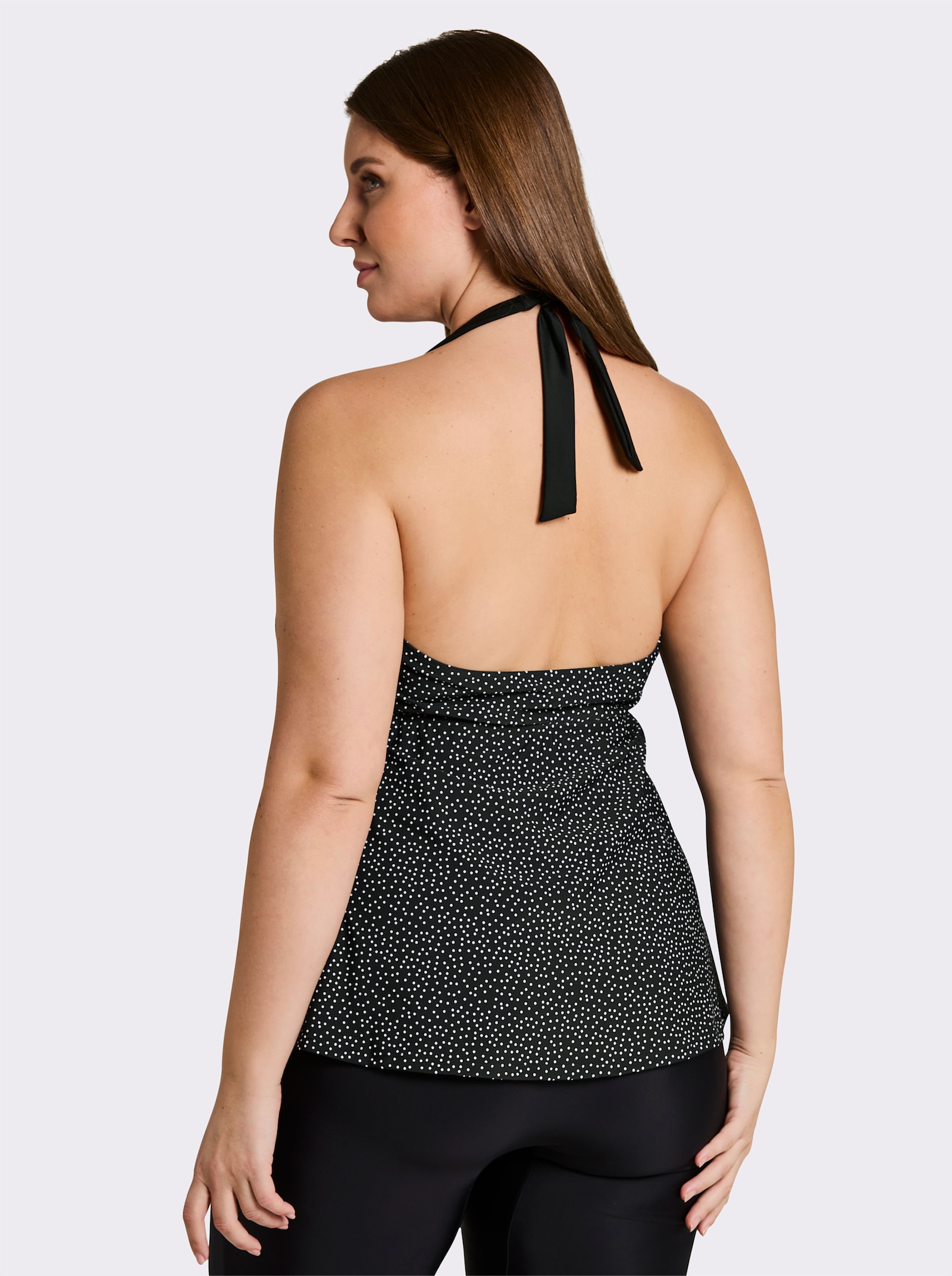 sheego Tankini-Oberteil mit Pünktchenprint - schwarz-weiß-getupft