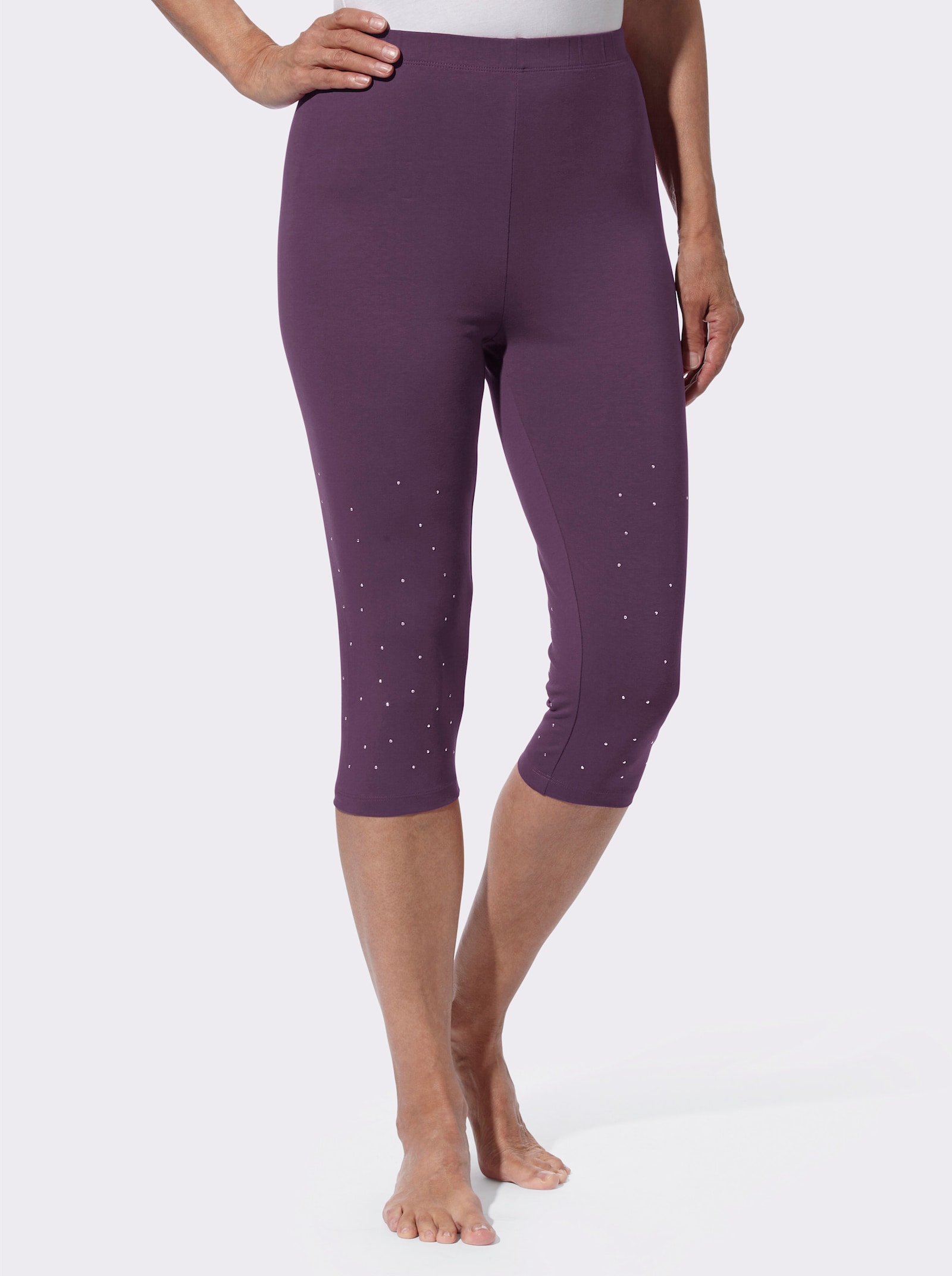 Caprileggings mit Zierplättchen am Bein - traube