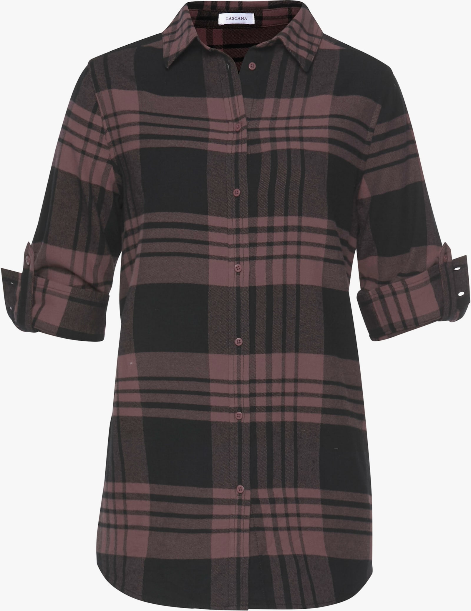 LASCANA Hemdbluse - lila-schwarz-kariert