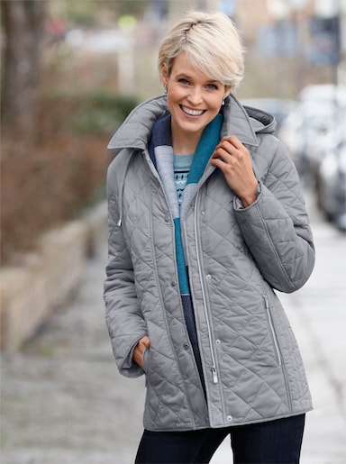 Winterjacke mit Schlingenknopf-Verschluss - steingrau