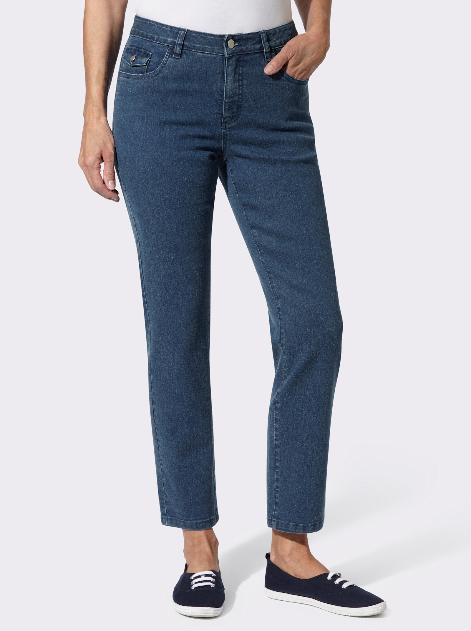 Jeans in gerader Schnittführung - blue-stone-washed