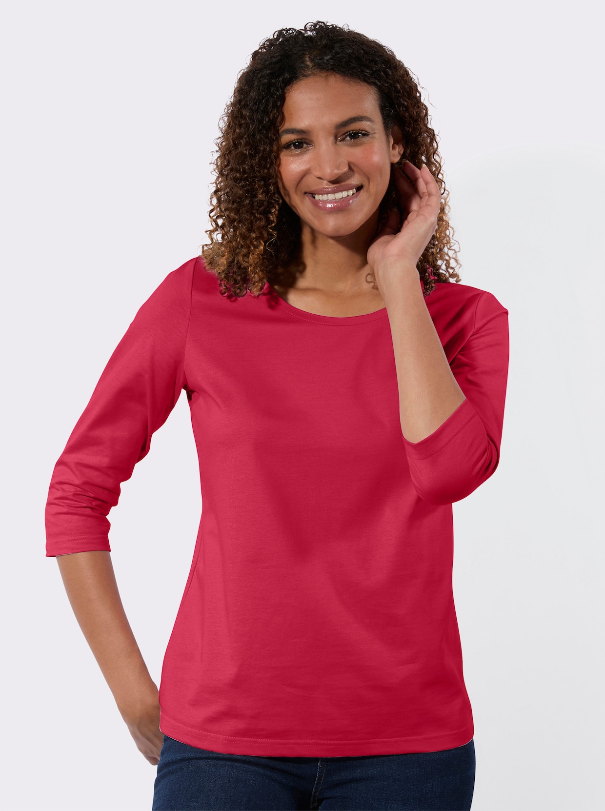 3/4-Arm-Shirt - rot + ecru