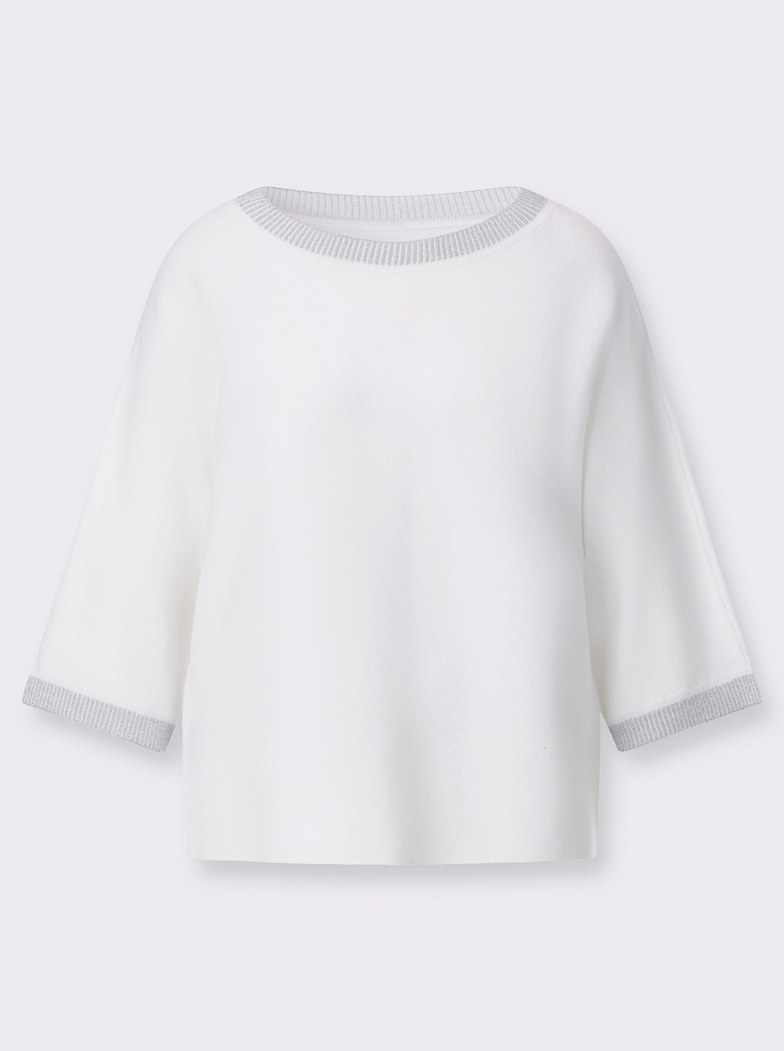 Fledermauspullover mit Glanzgarn - ecru