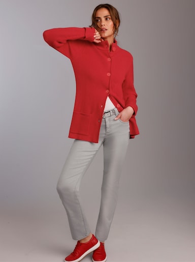 CREATION L PREMIUM Longstrickjacke in Ripp-Optik - rot