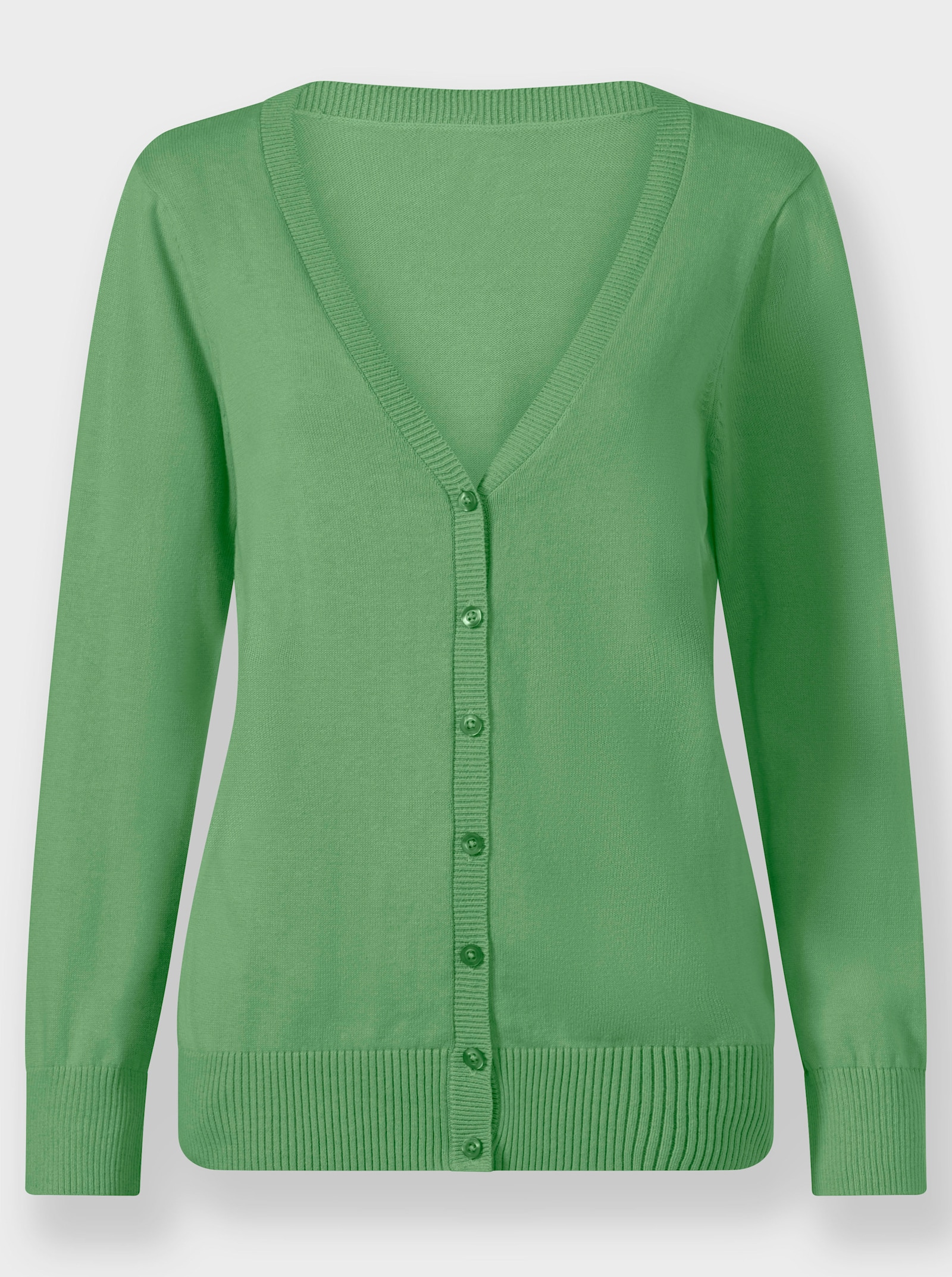 Strickjacke mit V-Ausschnitt - apfel