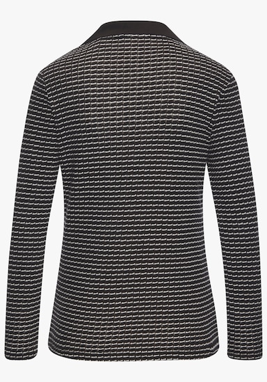 Vivance Langarm-Poloshirt - schwarz-creme