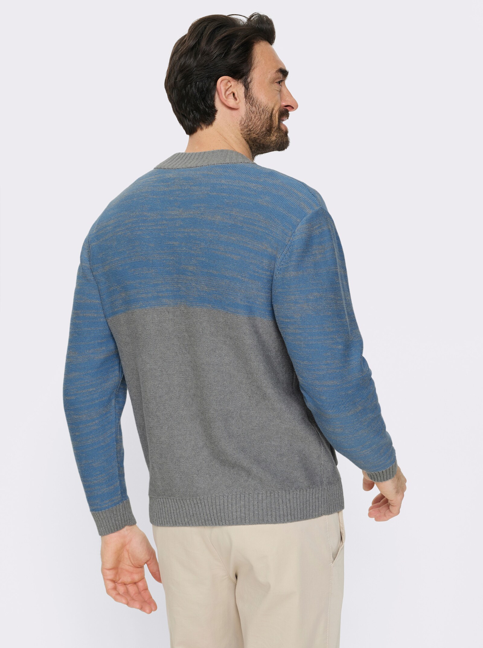 Marco Donati Strickjacke mit zweifarbigem Garn - grau-mittelblau-meliert