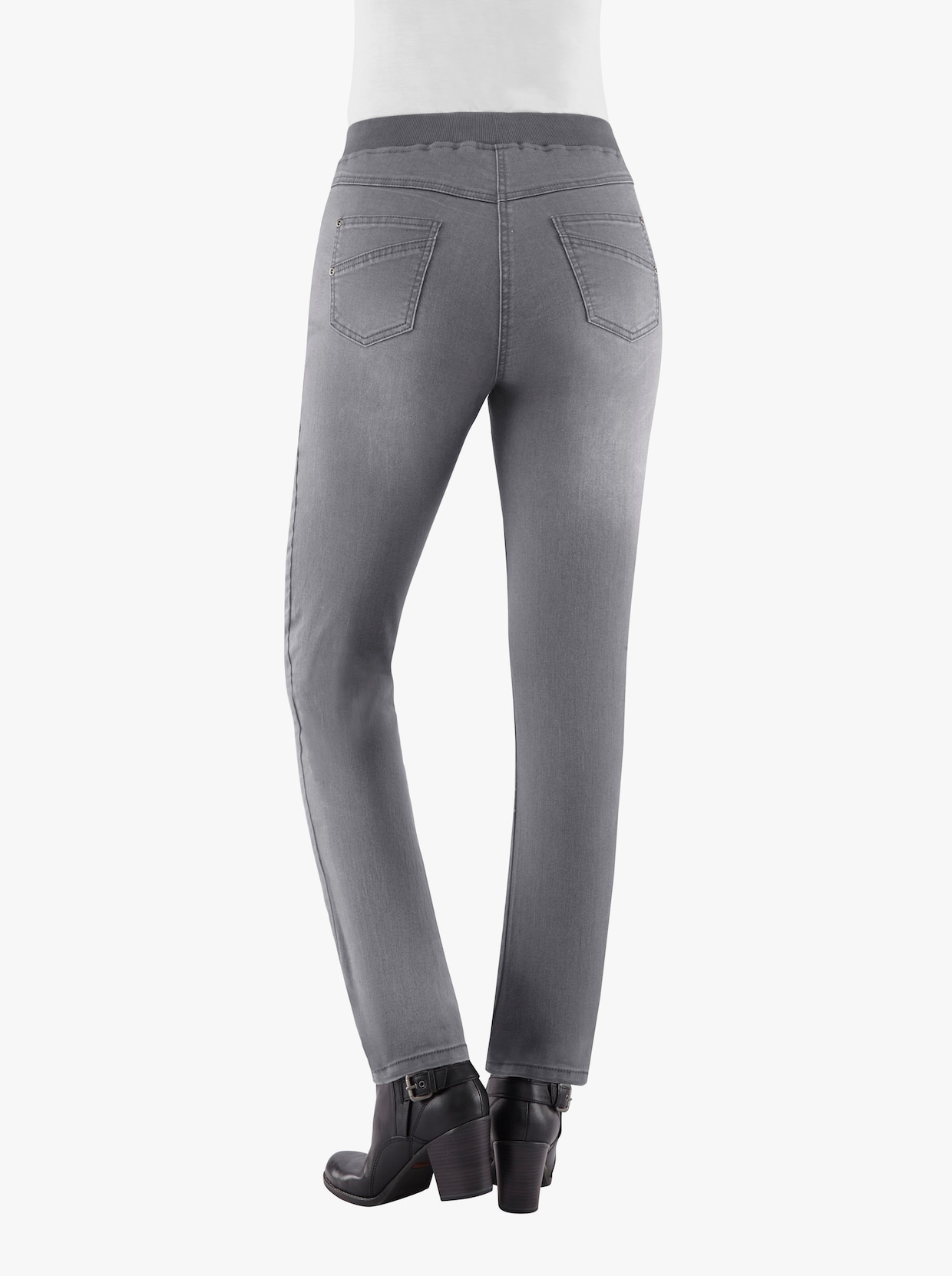 Navliekacie džínsy - sivá džínsovina