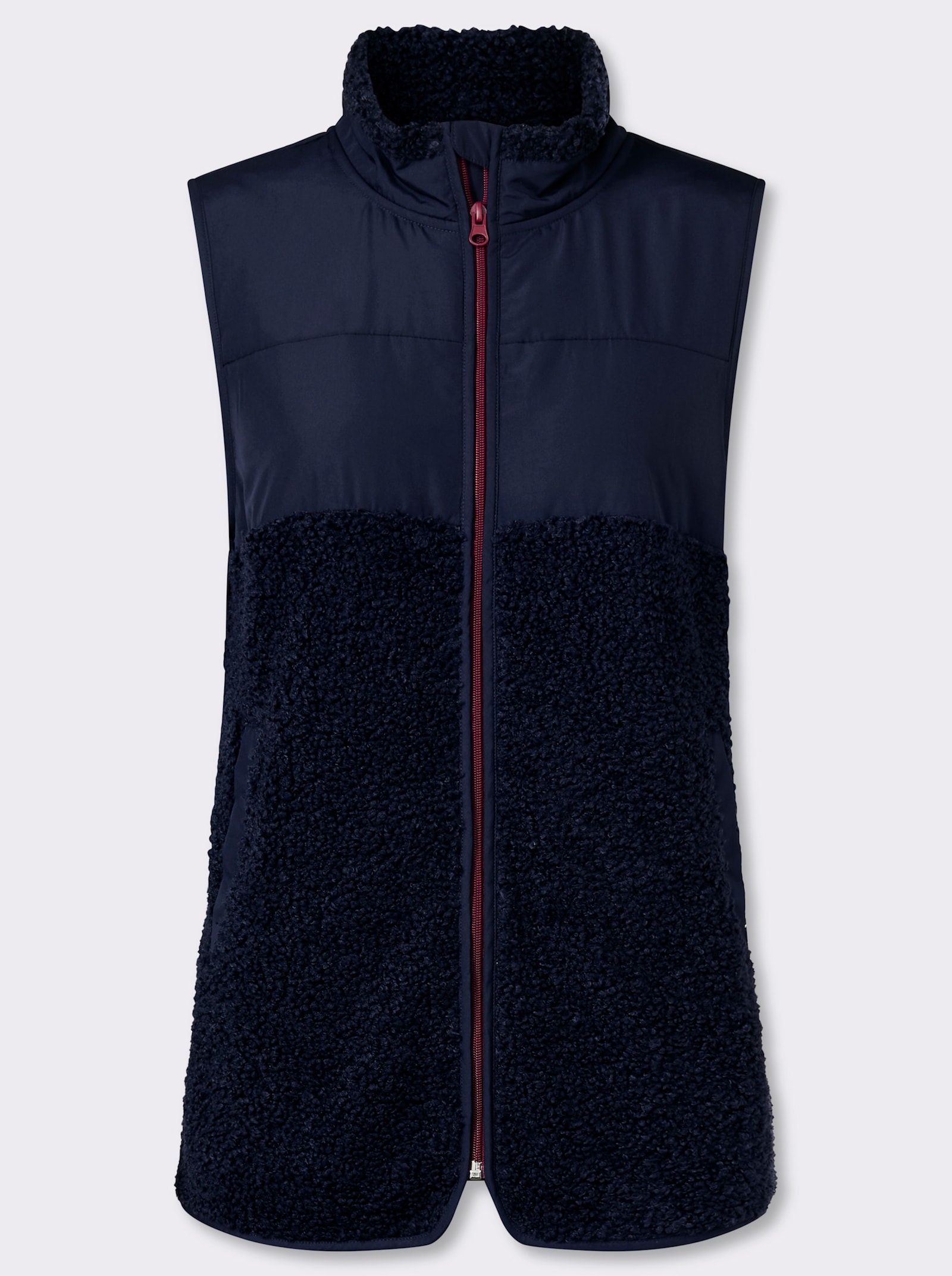 Gilet met stiksel en teddyfleece - marine