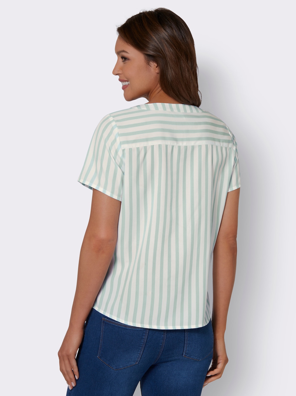 Comfortabele blouse - mint gestreept