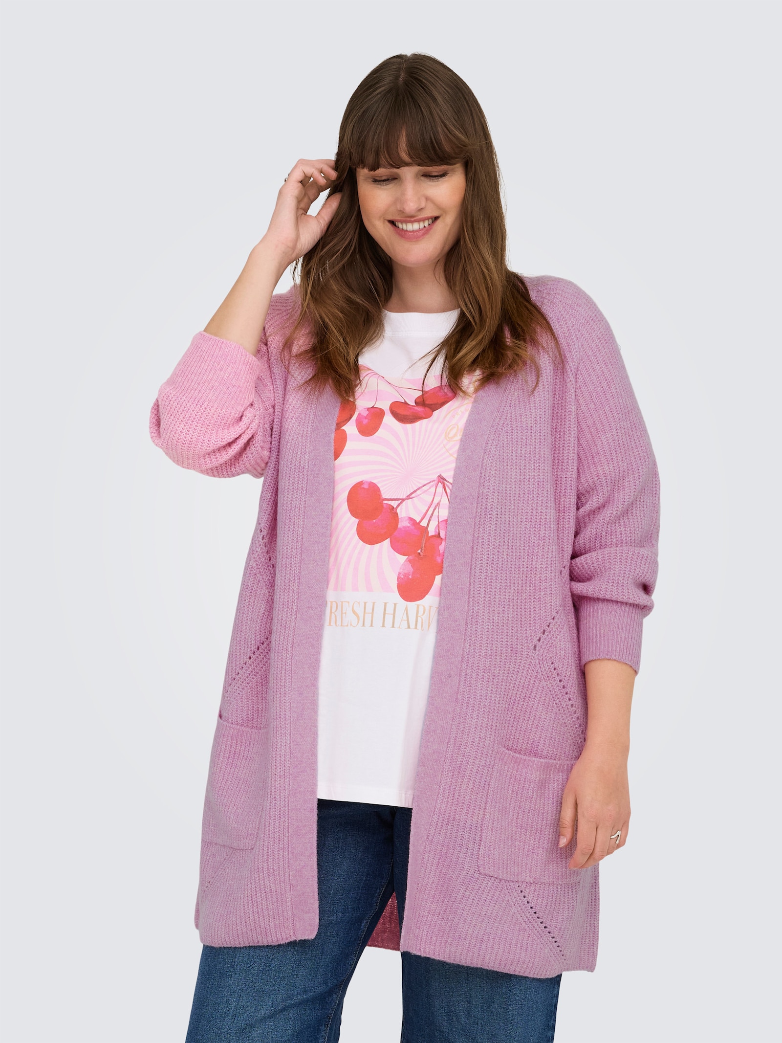 ONLY CARMAKOMA Strickjacke - mauve mist detail:melange