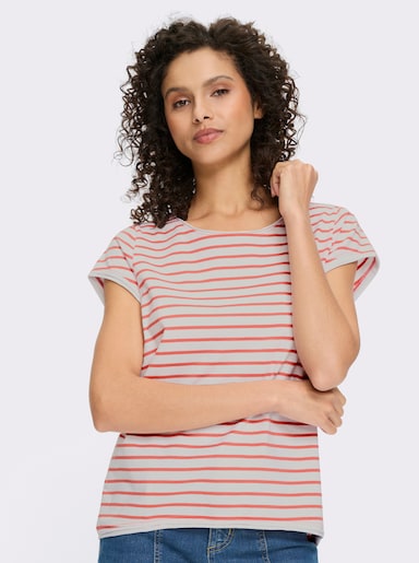 heine T-Shirt - weiss-grapefruit-geringelt
