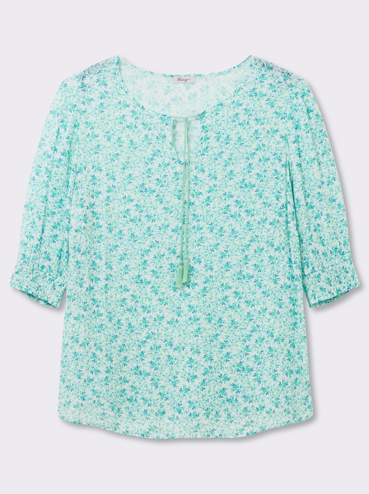 sheego Tuniek met 3/4-mouwen - ecru/blauwgroen bedrukt