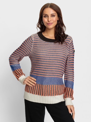 Pullover in mehrfarbigem Jacquard-Dessin - ecru-schwarz-gemustert