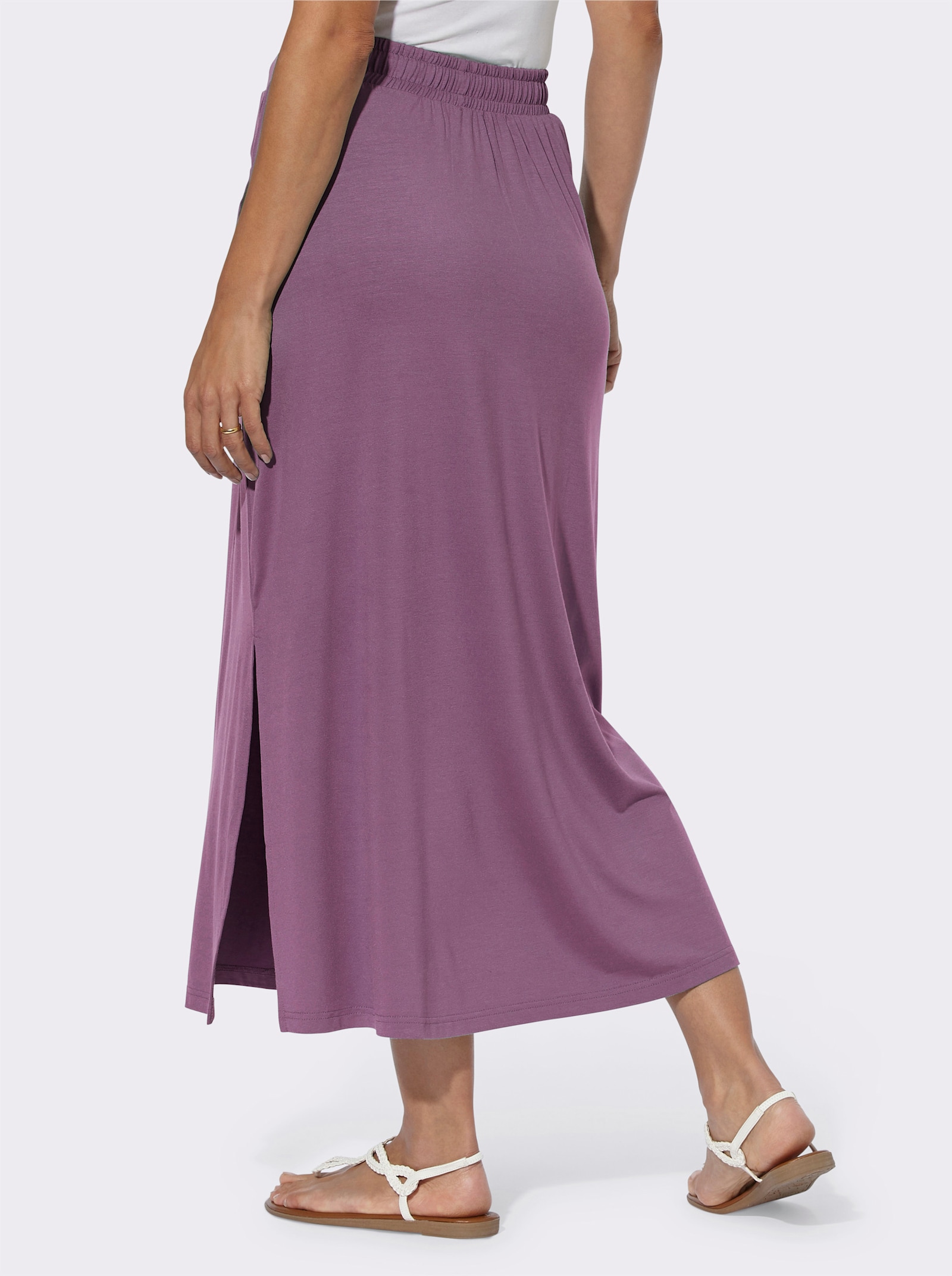 Trikåkjol med sidosprund - violett