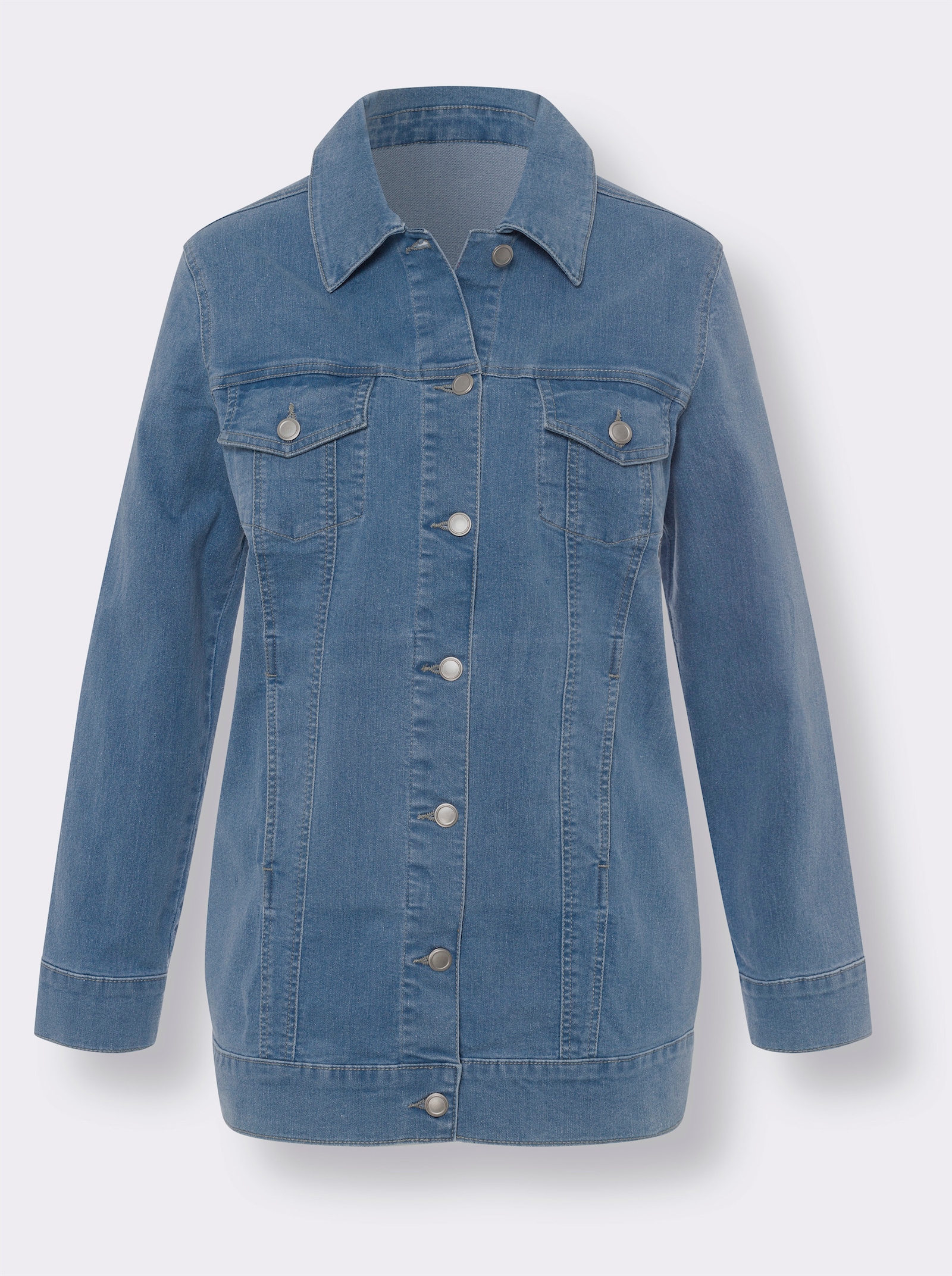 Jeansjacke in Longform - blue-bleached