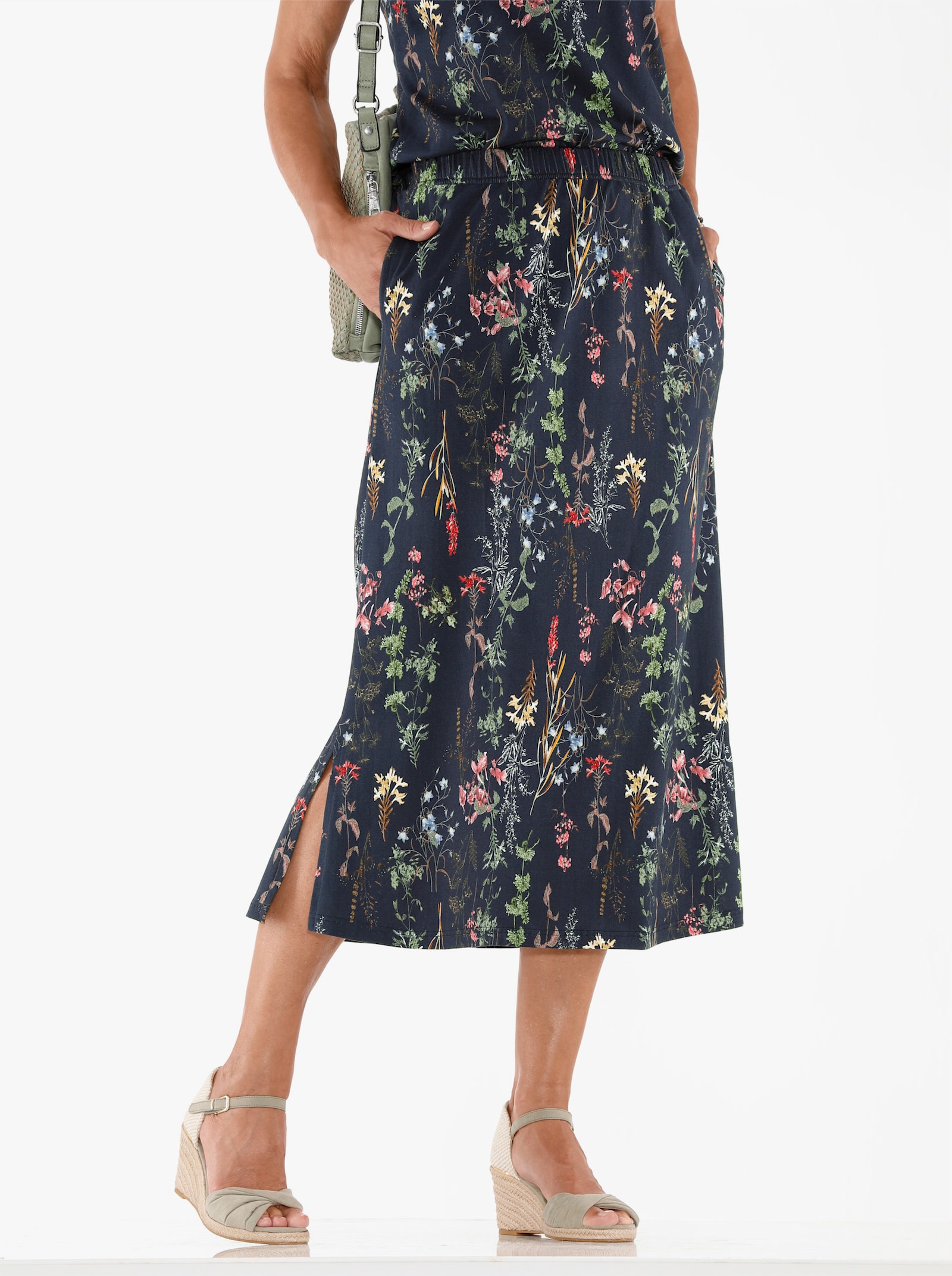 Jerseyrock in Schlupfform - marine-bedruckt