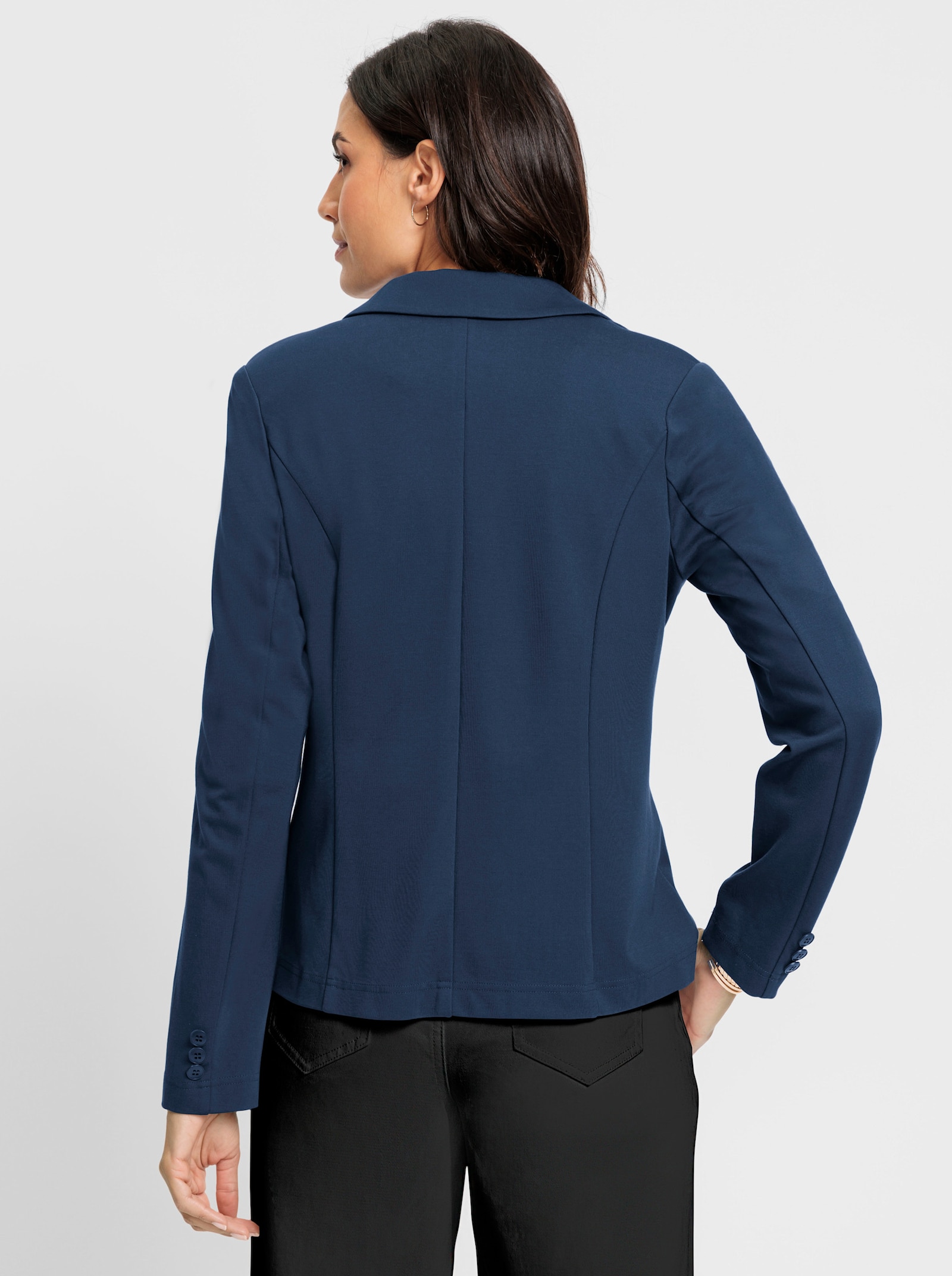 Blazer en jersey en qualité interlock - bleu foncé