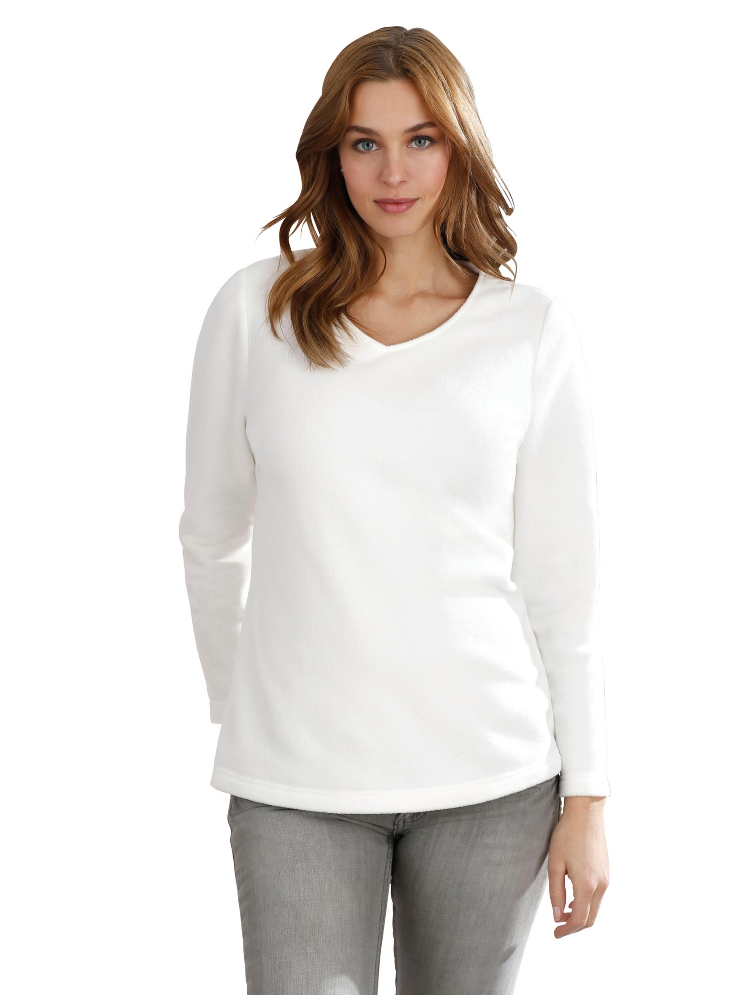 Fleece-Shirt - wollweiß