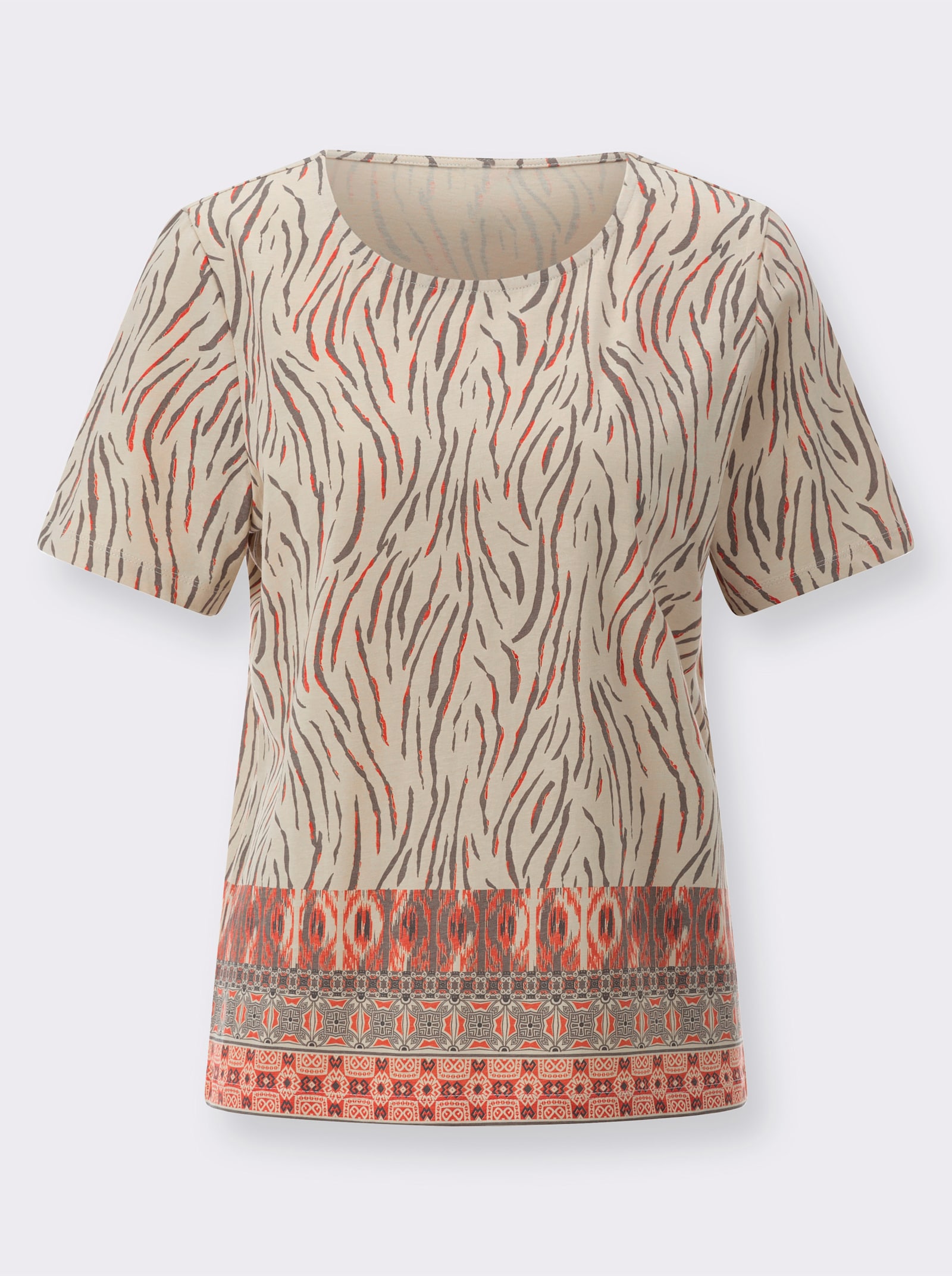 Shirt met opdruk in zebralook - zand/zwart bedrukt