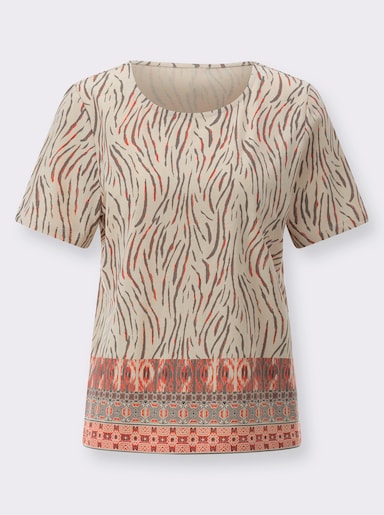 Print-Shirt - sand-schwarz-bedruckt