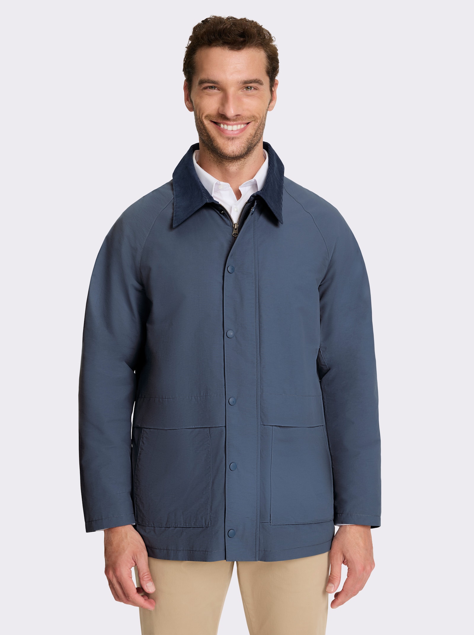 Marco Donati Jacke mit Flanell-Karofutter - rauchblau