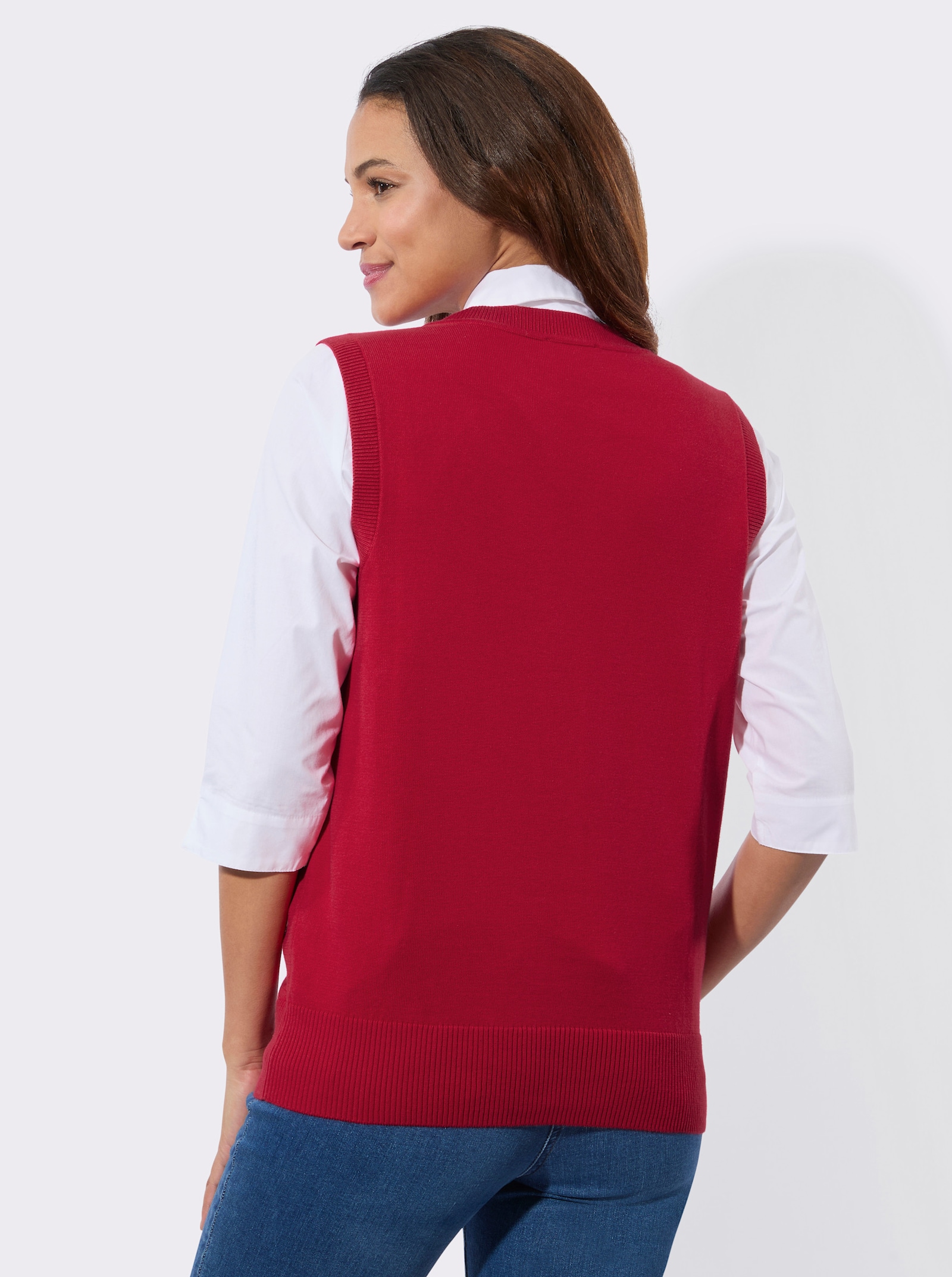 Pullunder mit gerippten Abschlüssen - rot