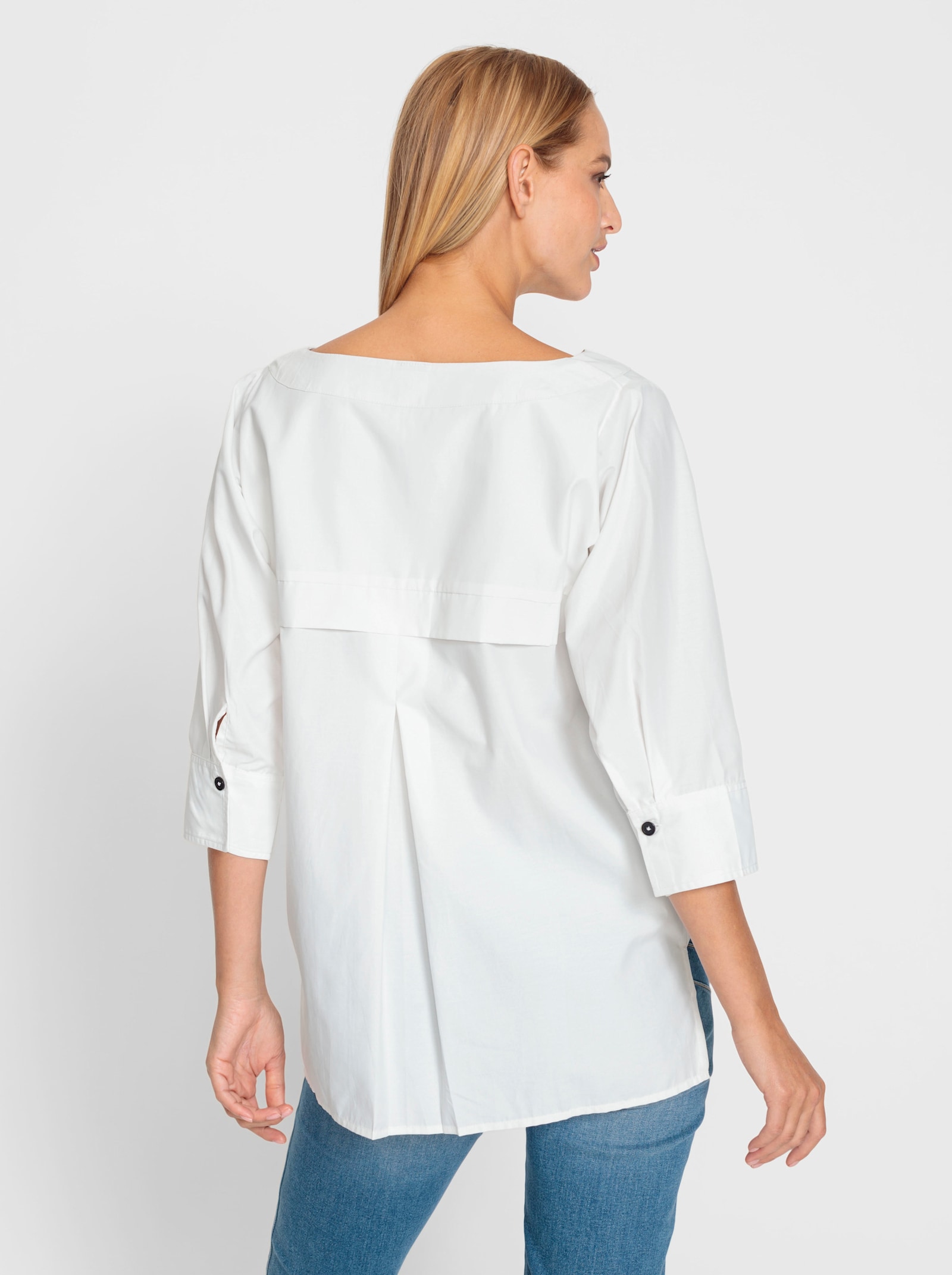 heine Schlupf-Bluse mit 3/4-Ärmeln mit Manschette - weiß