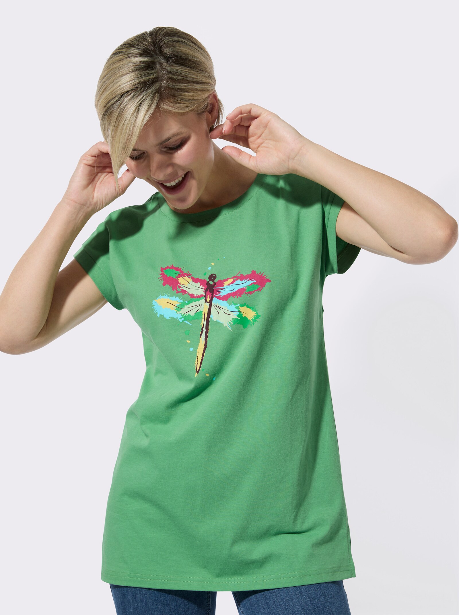 Longshirt mit Print - apfel
