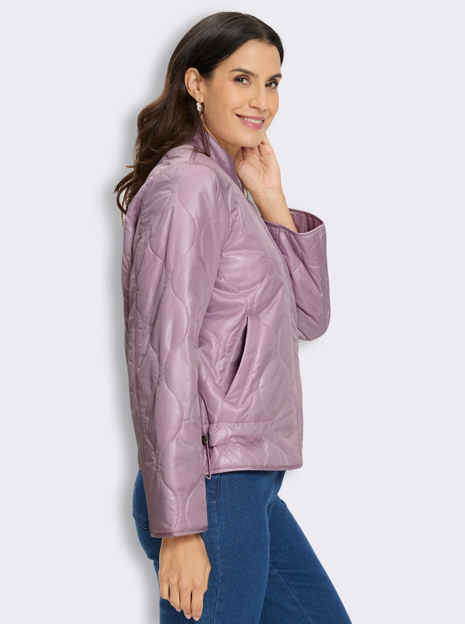 Steppjacke mit Ziernähten - mauve