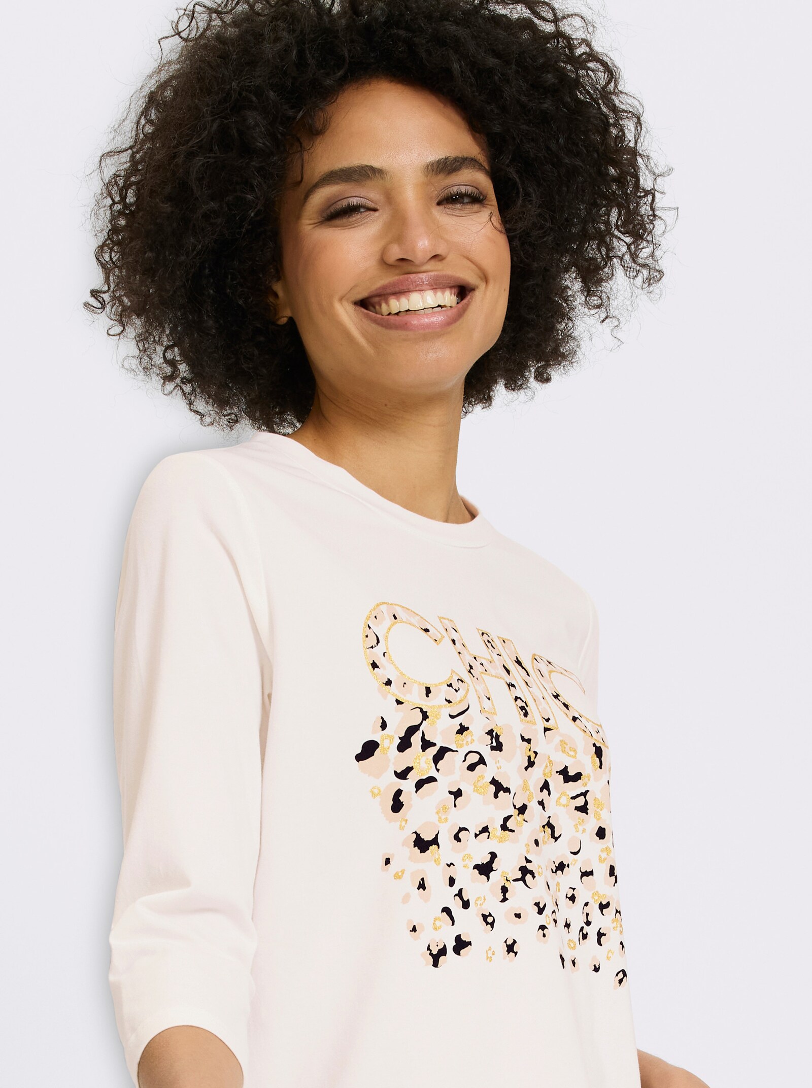 heine 3/4-Arm-Shirt mit Schriftzug - ecru