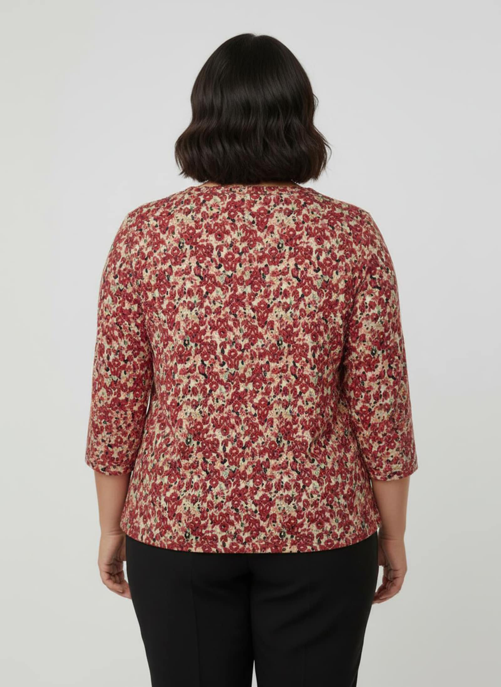 Druckbluse mit Gummizug an Ärmeln und Saum - erdbeere-lindgrün-bedruckt