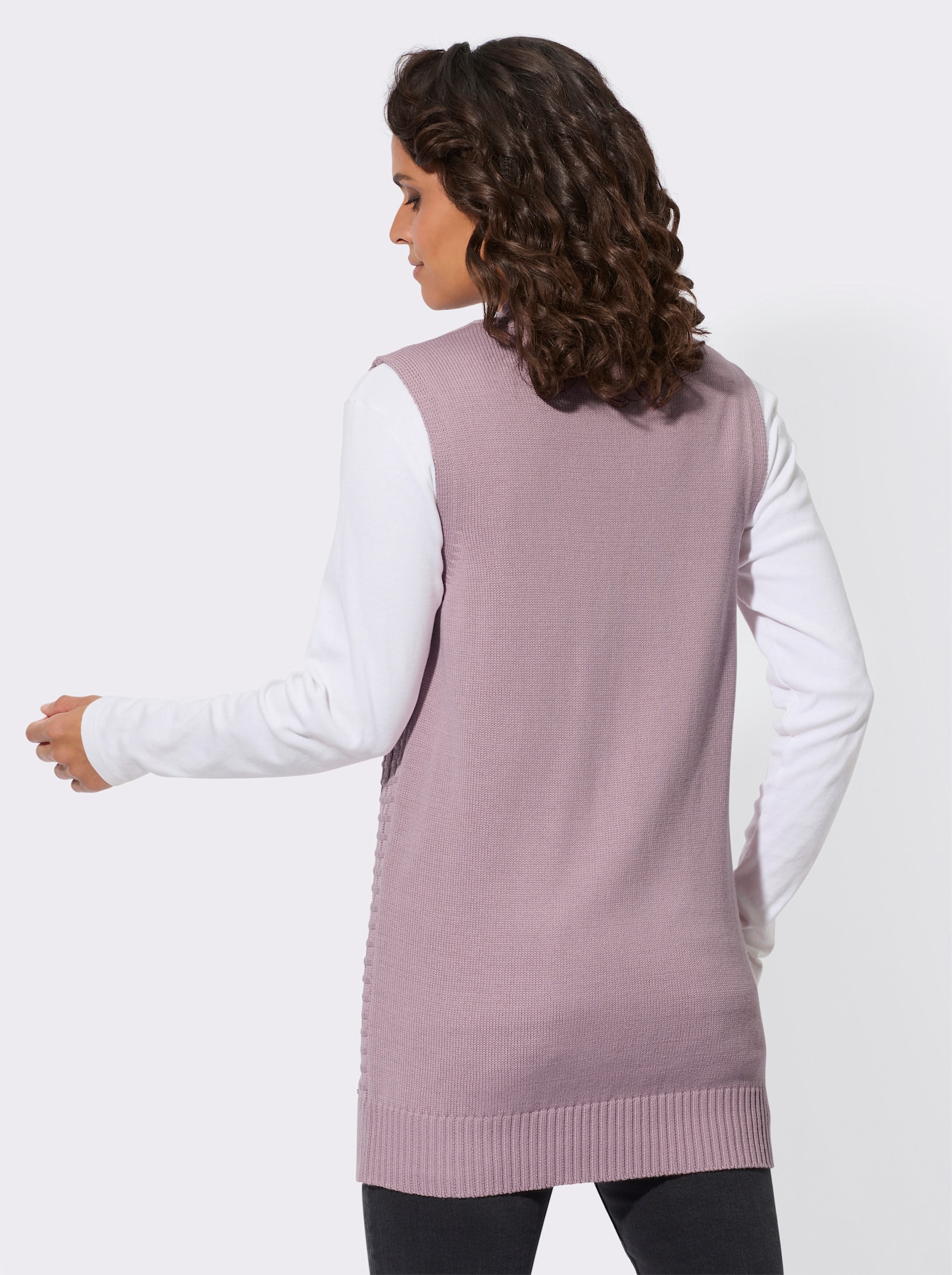Mouwloos vest met glad rugpand - mauve